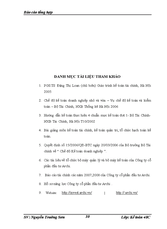 image for page Tổ chức bộ máy kế toán và hệ thống kế toán tại Công ty cổ phần đầu tư Archi