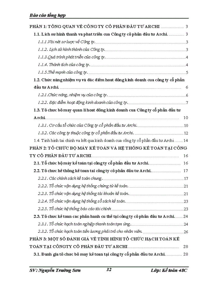 image for page Tổ chức bộ máy kế toán và hệ thống kế toán tại Công ty cổ phần đầu tư Archi