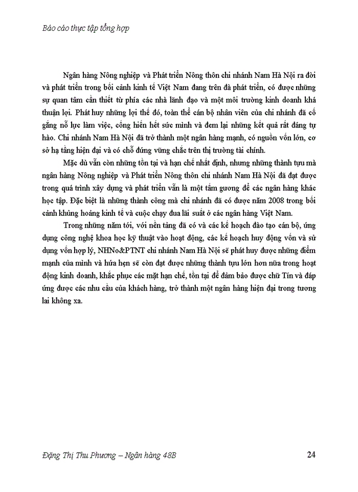 image for page Báo cáo thực tập tổng hợp tại Ngân hàng Nông nghiệp và Phát triển Nông thôn chi nhánh Nam Hà Nội