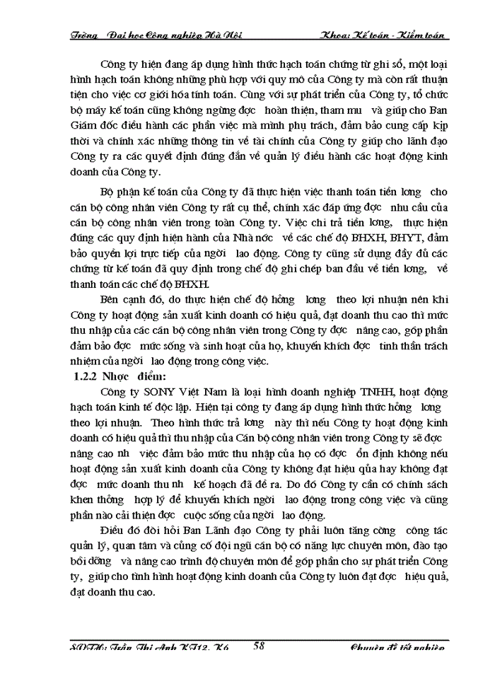 image for page Hoàn thiện công tác Kế toán tiền lương và các khoản trích theo lương tại Công ty SONY Việt Nam