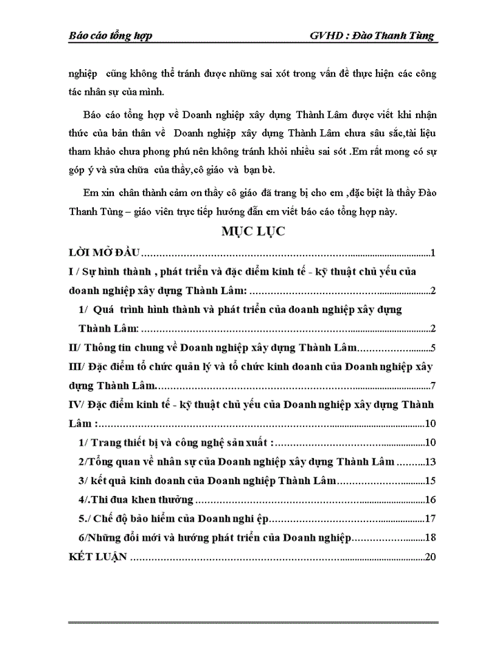 image for page Báo cáo tổng hợp Xây dựng Thành Lâm