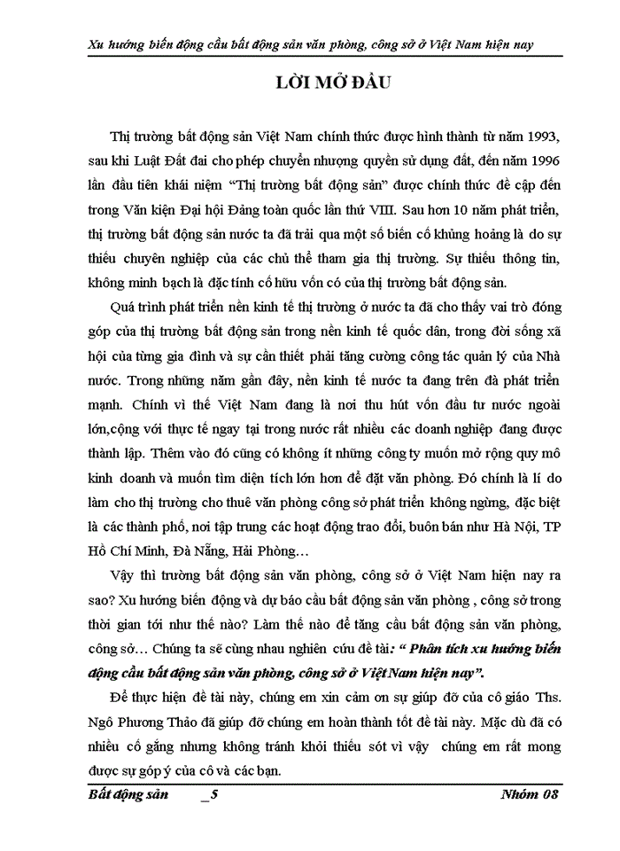 image for page Phân tích xu hướng biến động cầu Bất động sản văn phòng công sở ở Việt Nam hiện nay