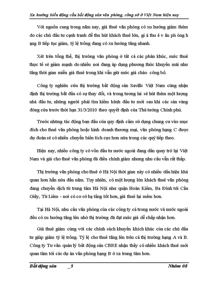 image for page Phân tích xu hướng biến động cầu Bất động sản văn phòng công sở ở Việt Nam hiện nay