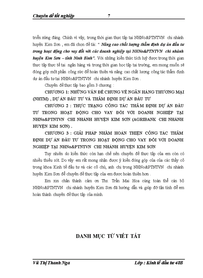 image for page THS Nâng cao chất lượng thẩm định dự án đầu tư trong hoạt động cho vay đối với các doanh nghiệp tại Ngân hàng Nông nghiệp và Phát triển Nông thônViệt Nam chi nhánh huyện Kim Sơn tỉnh Ninh Bình