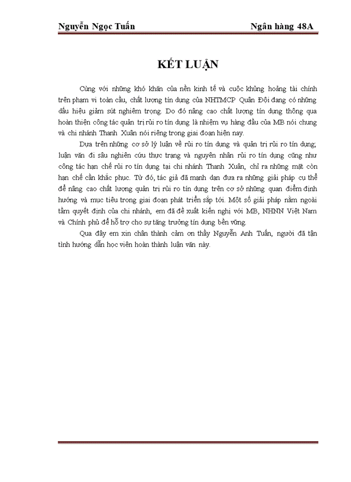 image for page Hoạt động tín dụng và một số biện pháp phòng ngừa rủi ro tín dụng tại Ngân hàng Thương mại Cổ phần Quân Đội chi nhánh Thanh Xuân