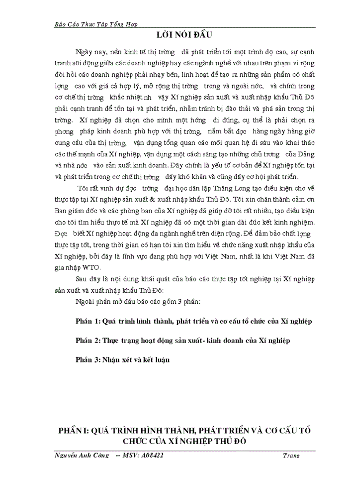 image for page Báo cáo thực tập tốt nghiệp tại Xí nghiệp sản xuất và Xuất nhập khẩu Thủ Đô
