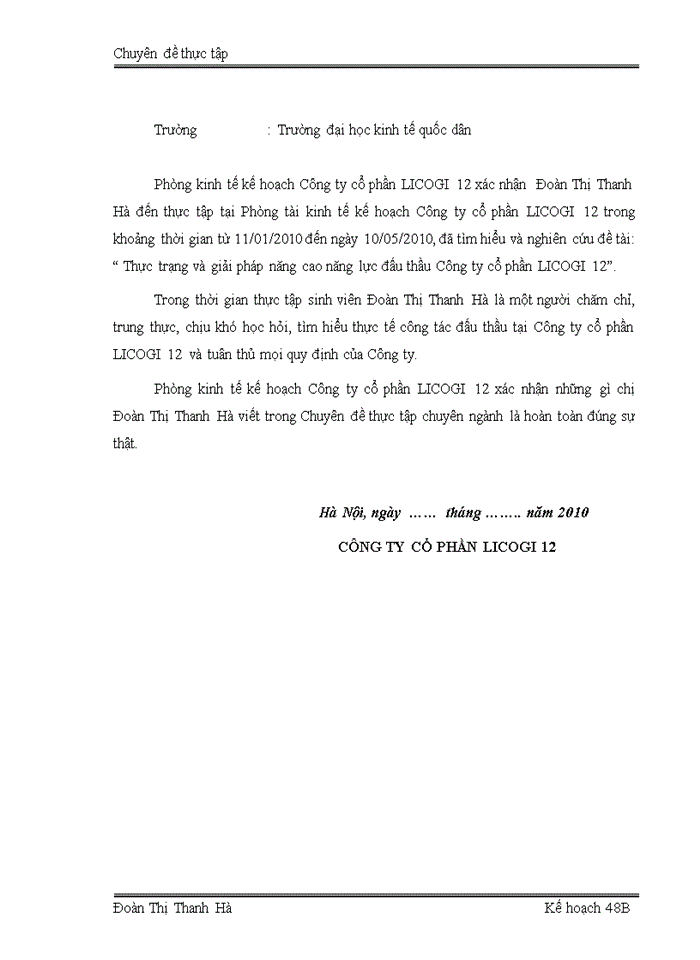 image for page Thực trạng và giải pháp nâng cao năng lực đấu thầu của Công ty cổ phần LICOGI 12