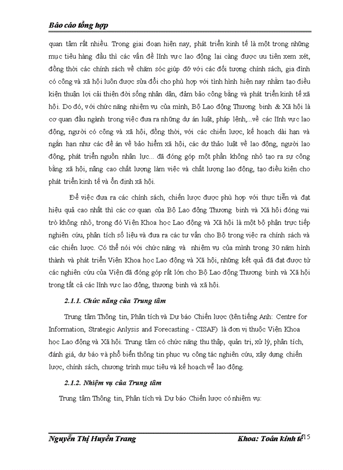 image for page Báo cáo thực tập tổng hợp về viện khoa học Lao động và Xã hội và trung tâm thông tin phân tích và dự báo chiến lược