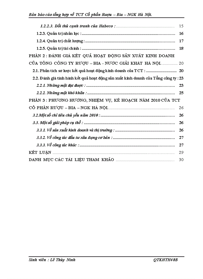 image for page Bản Báo cáo tổng hợp về TCT Cổ phần Rượu Bia NGK Hà Nội