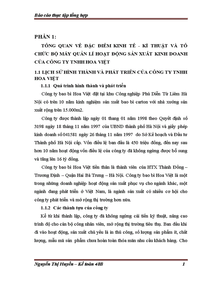 image for page Tổ chức bộ máy Kế toán và hệ thống Kế toán tại Công ty Trách nhiệm Hữu hạn hoa việt
