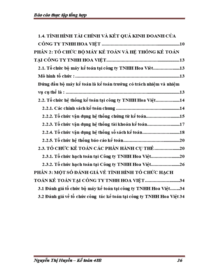 image for page Tổ chức bộ máy Kế toán và hệ thống Kế toán tại Công ty Trách nhiệm Hữu hạn hoa việt