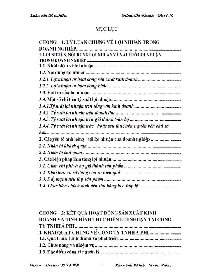 image for page Lợi nhuận và một số biện pháp làm tăng lợi nhuận tại Công ty Trách nhiệm Hữu hạn Á PHI