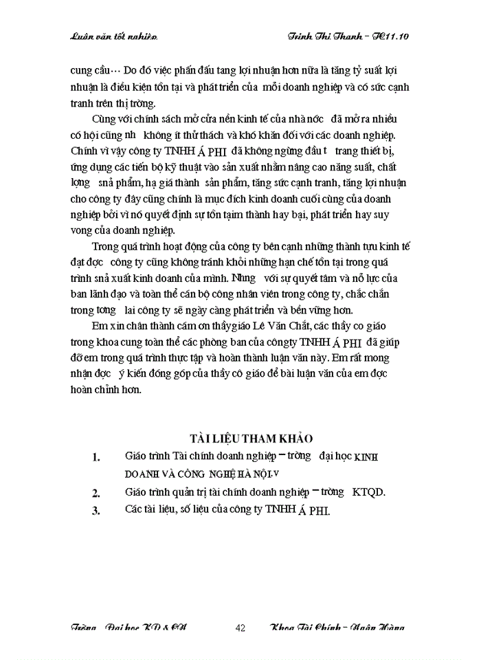 image for page Lợi nhuận và một số biện pháp làm tăng lợi nhuận tại Công ty Trách nhiệm Hữu hạn Á PHI