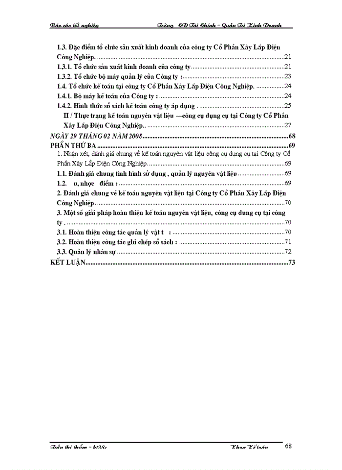 image for page Kế toán Nguyên vật liệu Công cụ dụng cụ Tại Công ty Cổ Phần Xây lắp Điện Công nghiệp