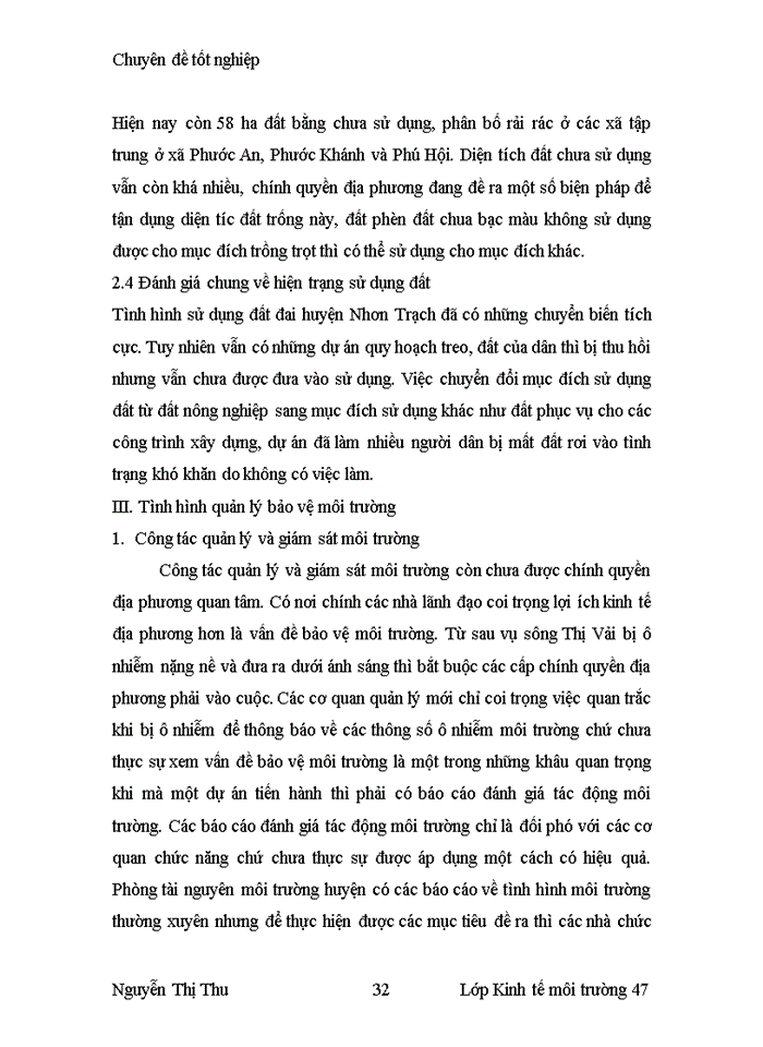 image for page Đánh giá các vấn đề môi trường trong dự án thí điểm quy hoạch sử dụng đất có lồng ghép các yếu tố bảo vệ môi trường ở huyện Nhơn Trạch tỉnh Đồng Nai Đề xuất các biện pháp