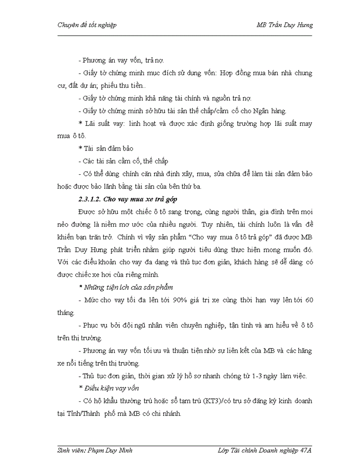 image for page Mở rộng hoạt động cho vay tiêu dùng tại Ngân hàng Thương mại Cổ phần Quân đội Chi nhánh Trần Duy Hưng