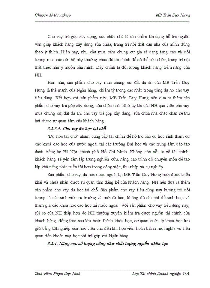 image for page Mở rộng hoạt động cho vay tiêu dùng tại Ngân hàng Thương mại Cổ phần Quân đội Chi nhánh Trần Duy Hưng