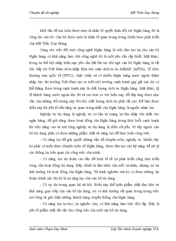 image for page Mở rộng hoạt động cho vay tiêu dùng tại Ngân hàng Thương mại Cổ phần Quân đội Chi nhánh Trần Duy Hưng