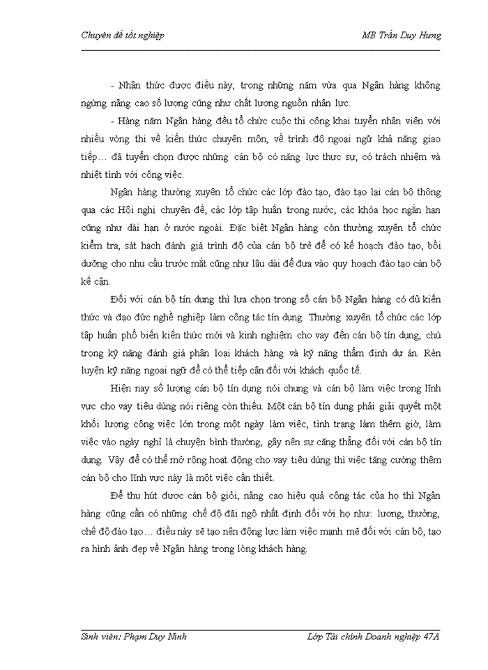 image for page Mở rộng hoạt động cho vay tiêu dùng tại Ngân hàng Thương mại Cổ phần Quân đội Chi nhánh Trần Duy Hưng