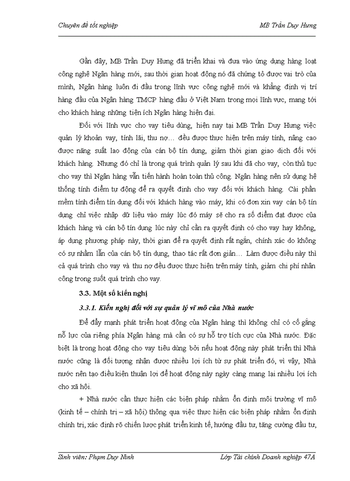 image for page Mở rộng hoạt động cho vay tiêu dùng tại Ngân hàng Thương mại Cổ phần Quân đội Chi nhánh Trần Duy Hưng