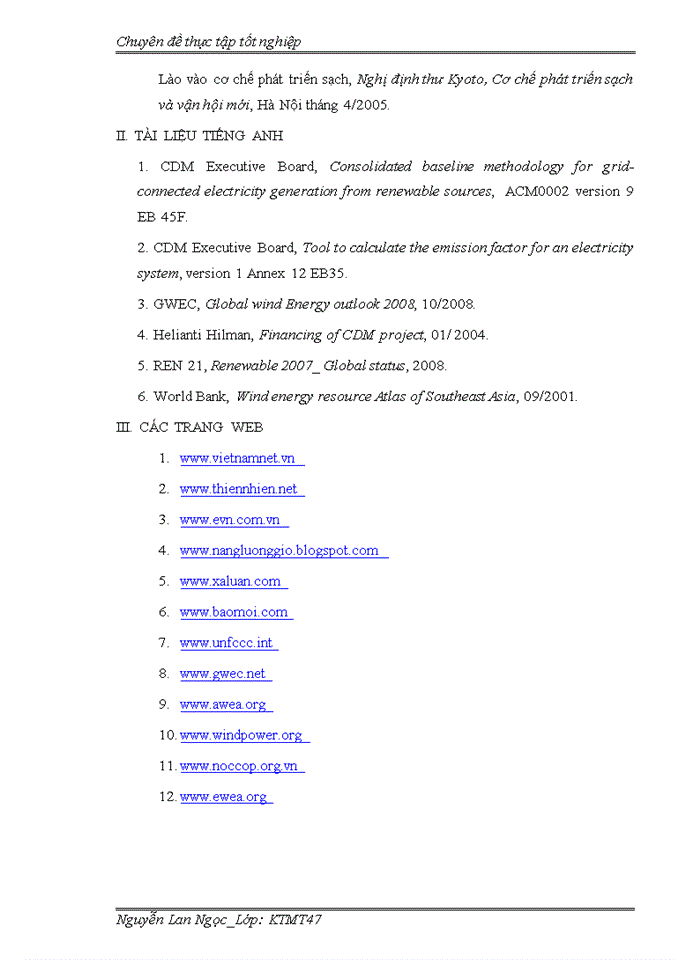 image for page THS Đánh giá hiệu quả dự án đầu tư Xây dựng công trình Phong điện 1-Bình Thuận theo Cơ chế phát triển sạch