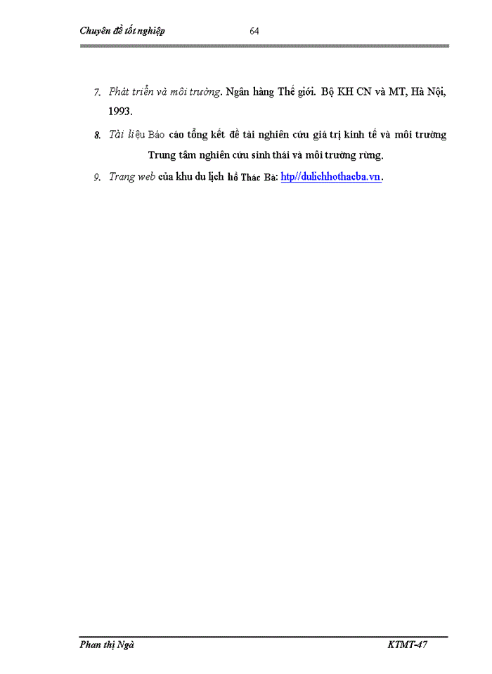 image for page Lượng giá giá trị cảnh quan khu du lịch hồ thác bà bằng phương pháp chi phí du lịch