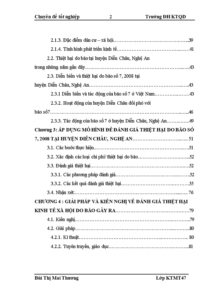 Mô hình đánh giá thiệt hại kinh tế Xã hội do bão và áp dụng cho trường hợp bão số 7 2008 tại huyện Diễn Châu Nghệ An