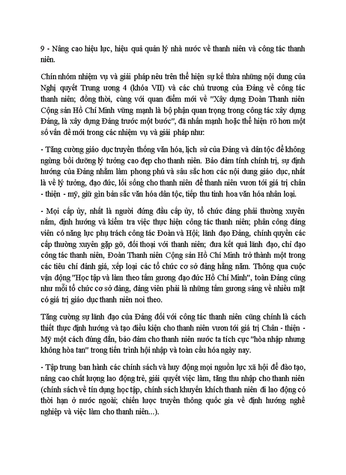 image for page Những mục tiêu quan điểm và những giải pháp về tăng cường sự lãnh đạo của Đảng đối với công tác thanh niên thời kỳ đẩy mạnh Công nghiệp hóa - Hiện đại hóa đất nước theo tinh thần nghị quyết Trung Ương 7 khóa X