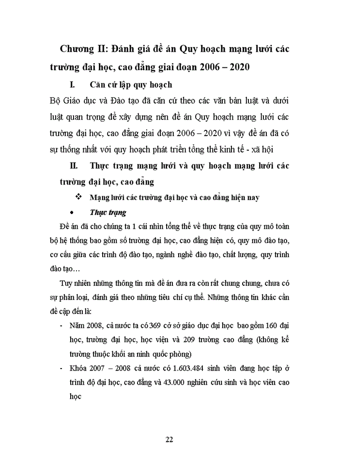 image for page Đánh giá đề án Quy hoạch mạng lưới các trường đại học cao đẳng giai đoạn 2006 2020