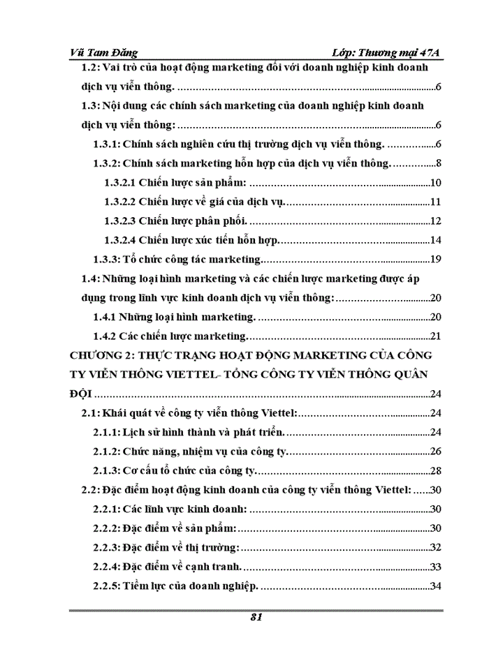 image for page Hoàn Thiện hoạt động marketing của Công ty viễn thông Viettel Viettel telecom - Tổng Công ty viễn thông quân đội