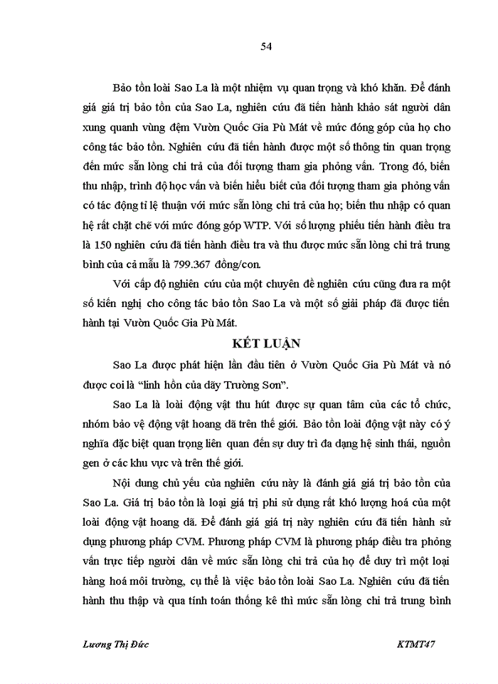 image for page Sử dụng phương pháp đánh giá ngẫu nhiên CVM để đánh giá giá trị bảo tồn loài Sao La ở Vườn Quốc Gia Pù Mát tỉnh Nghệ An