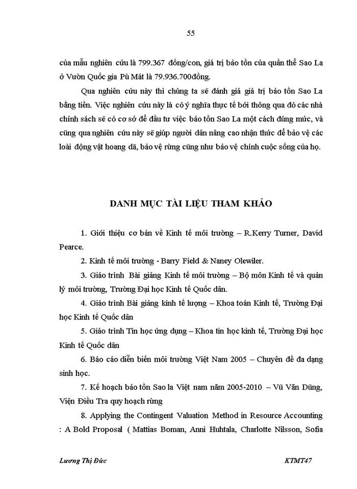 image for page Sử dụng phương pháp đánh giá ngẫu nhiên CVM để đánh giá giá trị bảo tồn loài Sao La ở Vườn Quốc Gia Pù Mát tỉnh Nghệ An