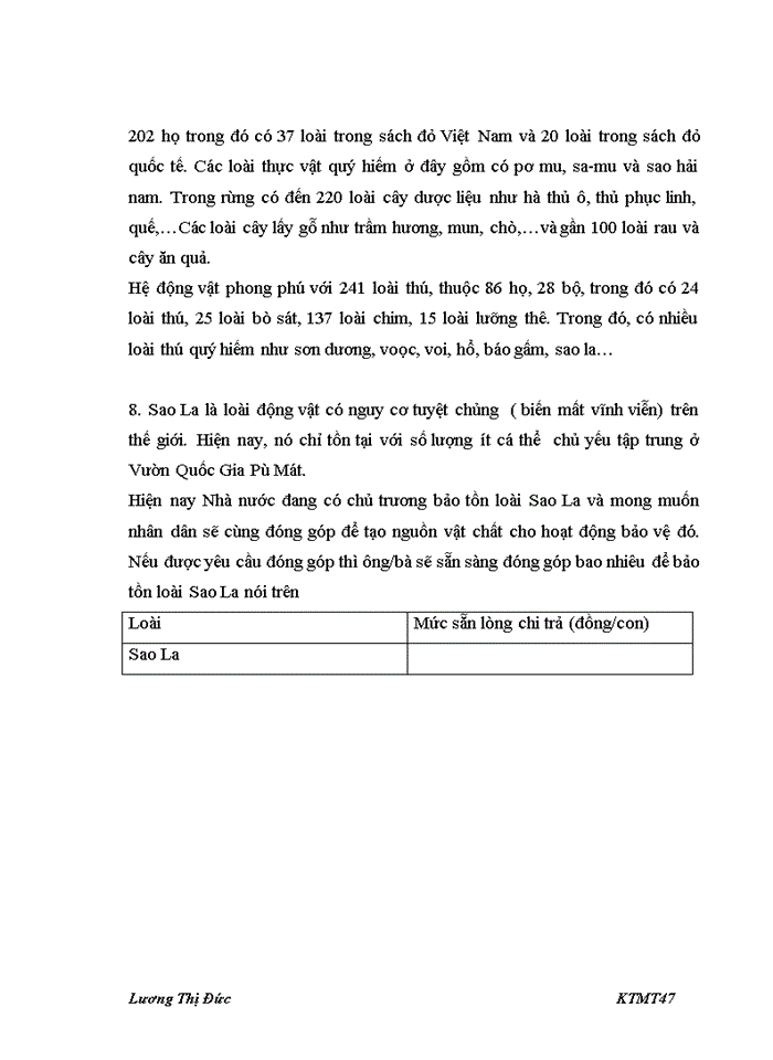 image for page Sử dụng phương pháp đánh giá ngẫu nhiên CVM để đánh giá giá trị bảo tồn loài Sao La ở Vườn Quốc Gia Pù Mát tỉnh Nghệ An