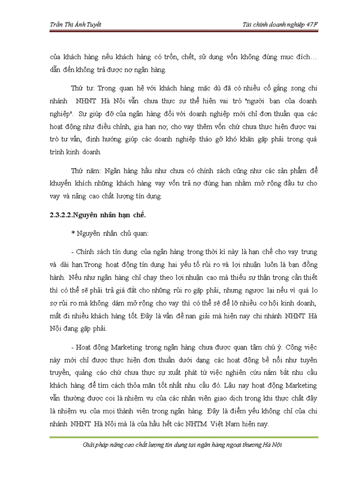 image for page Giải pháp nâng cao chất lượng tín dụng tại Ngân hàng Ngoại thương Hà Nội