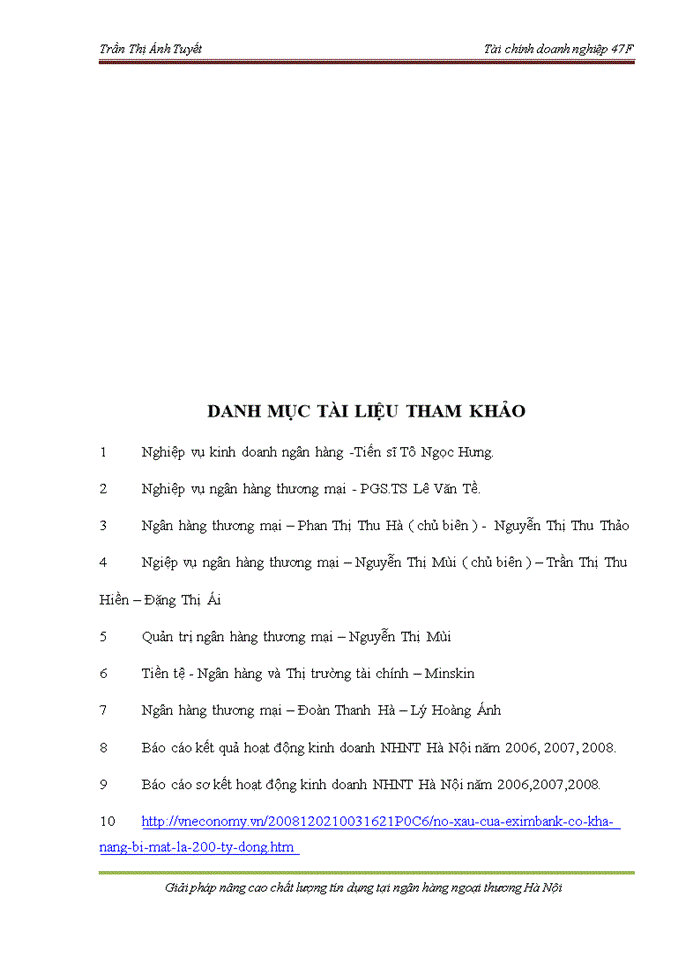 image for page Giải pháp nâng cao chất lượng tín dụng tại Ngân hàng Ngoại thương Hà Nội