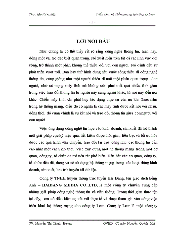 image for page Triển khai hệ thống mạng tại Công ty lear