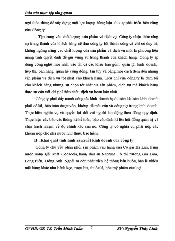 Báo cáo thực tập tổng quan về Công ty Trách nhiệm Hữu hạn Thương mại Tín Nghĩa
