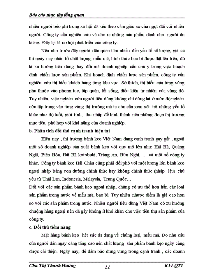 image for page Báo cáo thực tập tổng quan về Công ty cổ phần bánh kẹo Hải Châu