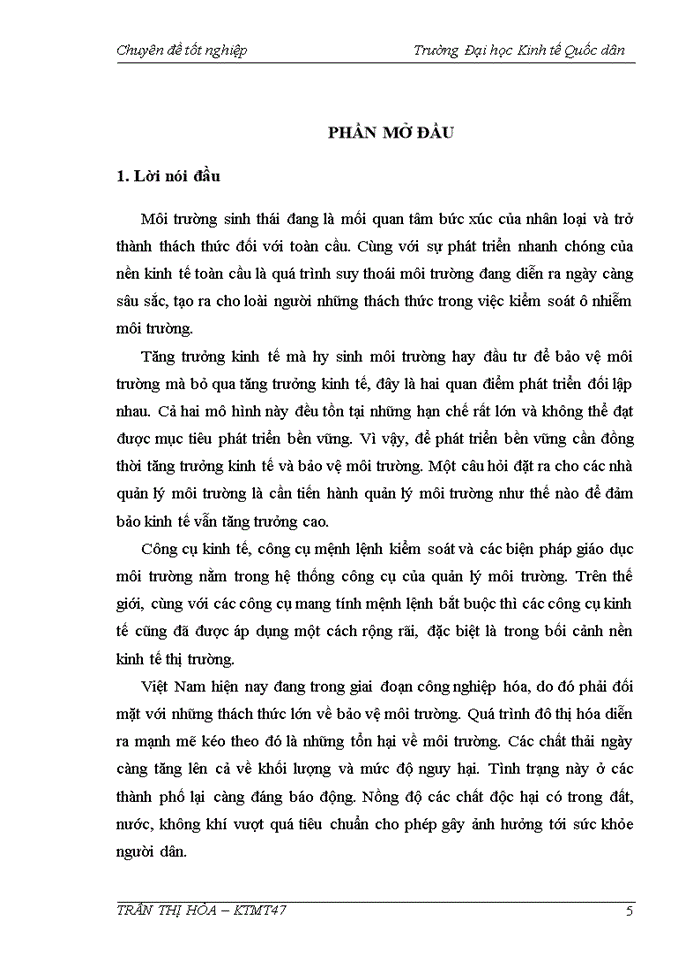 image for page Thực trạng và giải pháp nâng cao hiệu quả áp dụng công cụ kinh tế trong quản lý môi trường trên địa bàn thành phố Hà Nội