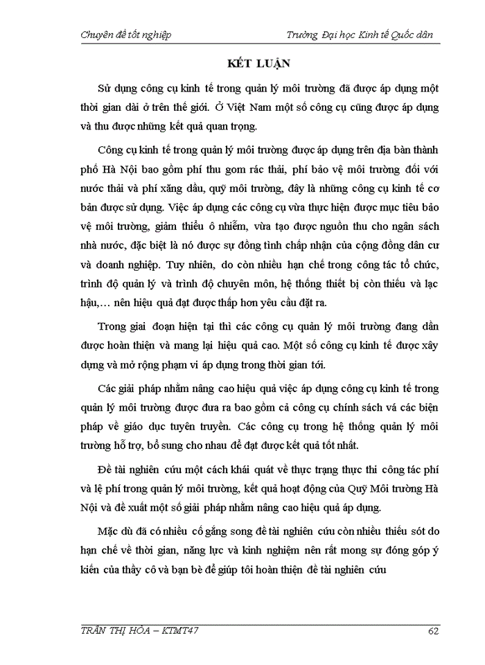 image for page Thực trạng và giải pháp nâng cao hiệu quả áp dụng công cụ kinh tế trong quản lý môi trường trên địa bàn thành phố Hà Nội