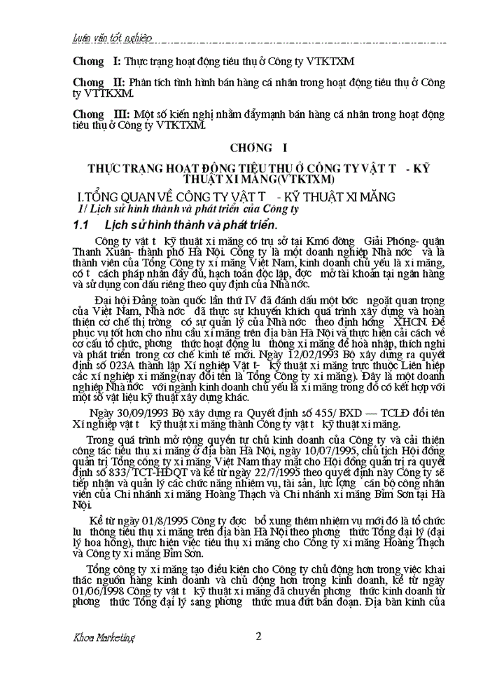 image for page Đẩy mạnh bán hàng cá nhân trong hoạt động tiêu thụ ở Công ty VTKTXM