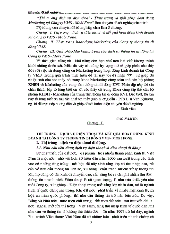 image for page Thị trường dịch vụ điện thoại - Thực trạng và giải pháp hoạt động Marketing tại Công ty VMS - Mobi Fone