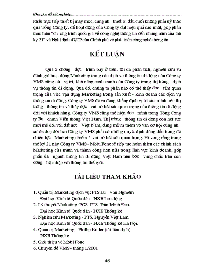 image for page Thị trường dịch vụ điện thoại - Thực trạng và giải pháp hoạt động Marketing tại Công ty VMS - Mobi Fone