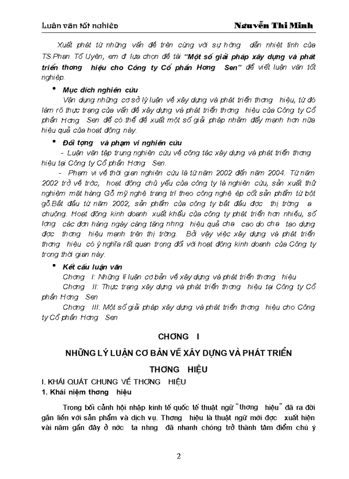 THS Một số giải pháp Xây dựng và phát triển thương hiệu cho Công ty Cổ phần Hương Sen