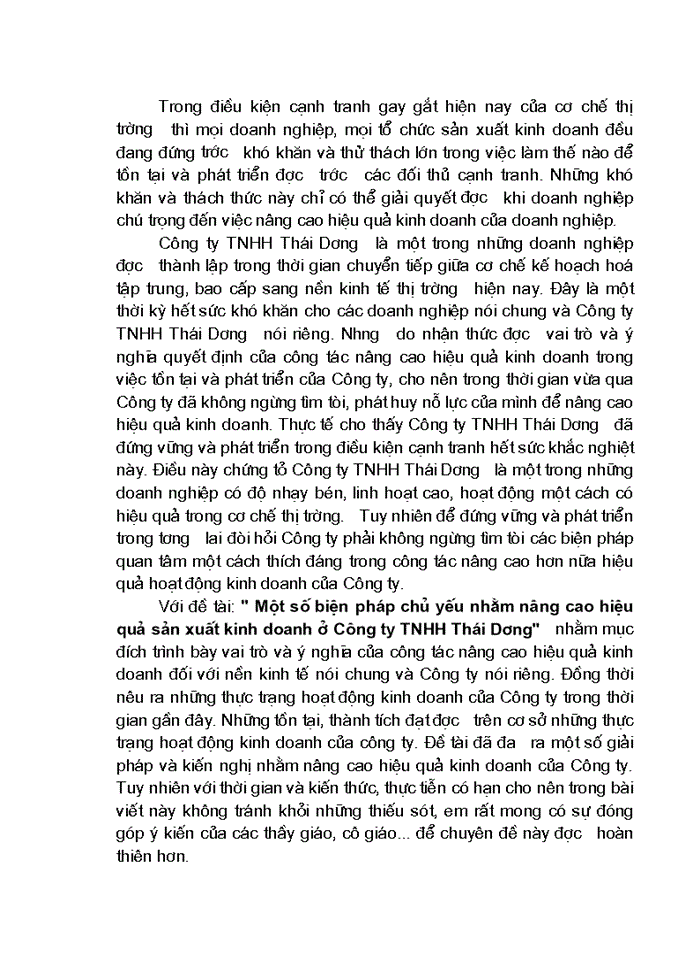 image for page Một số biện pháp chủ yếu nhằm nâng cao hiệu quả Sản xuất Kinh doanh ở Công ty Trách nhiệm Hữu hạn Thái Dương