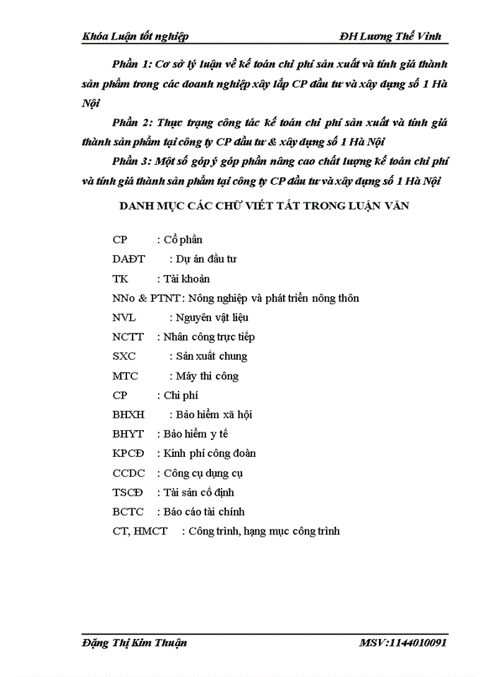 image for page Kế toán Chi phí sản xuất và tính Giá thành sản phẩm tại Công ty Cổ phần đầu tư và xây dung số 1 Hà Nội