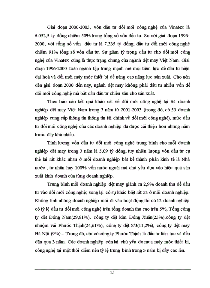 image for page Thực trạng đầu tư đổi mới công nghệ của ngành dệt may Việt Nam