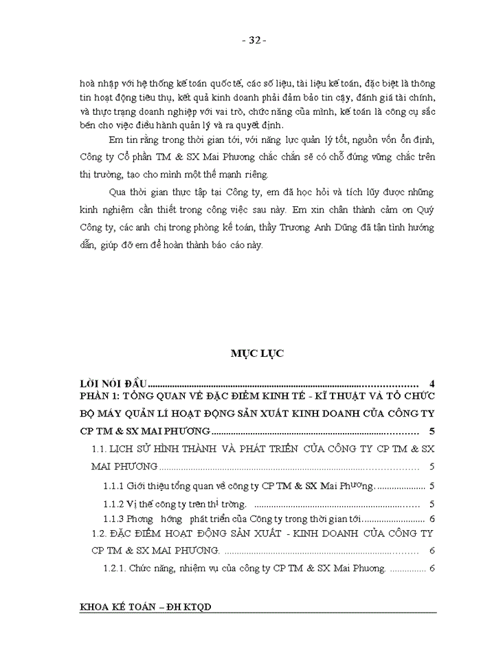 image for page Tổng quan về đặc điểm kinh tế - kĩ thuật và tổ chức bộ máy quản lý hoạt động sản xuất kinh doanh của Công ty Cổ phần Thương mại và Sản xuất Mai Phương