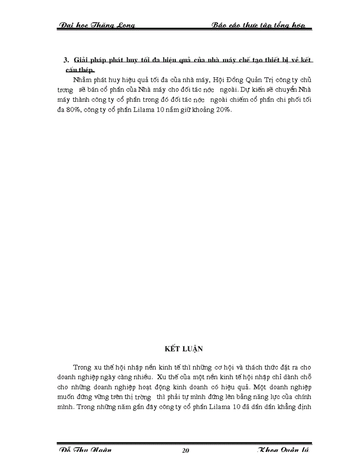 image for page Thực trạng hoạt động Sản xuất Kinh doanh của Công ty cổ phần lilama 10