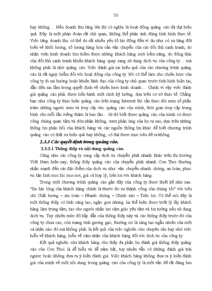 image for page Thực trạng hoạt động Marketing và các hoạt động Quảng cáo cho dịch vụ Chuyển phát nhanh của Công ty Trách nhiệm Hữu hạn Thương mại và Dịch vụ hàng hóa Con Thoi